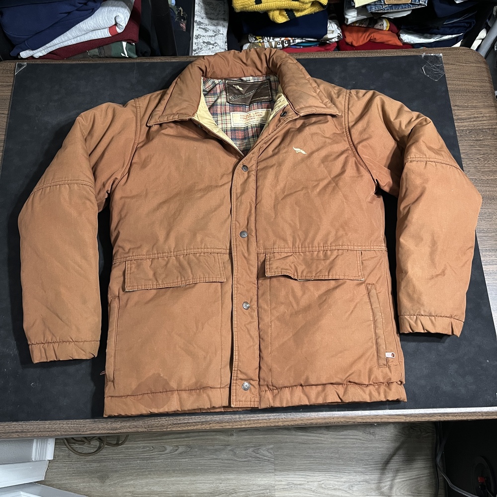 Vintage Adventure Gear Jacket Flannel Lined Nuptse Down Puffer Workwear 70s 80s